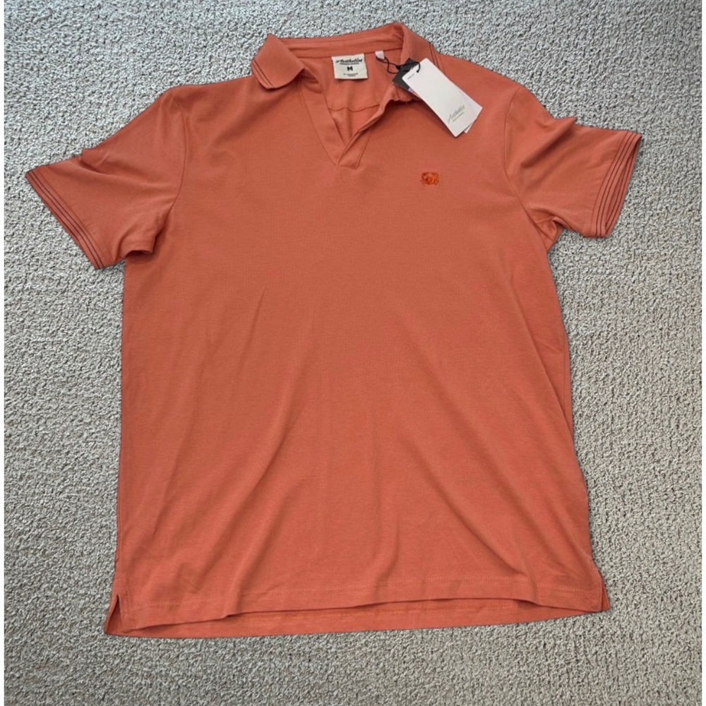 Sinsay Aesthetics Polo Shirt Mens M NWT Orange Minimalist Casual Knit Top Crab